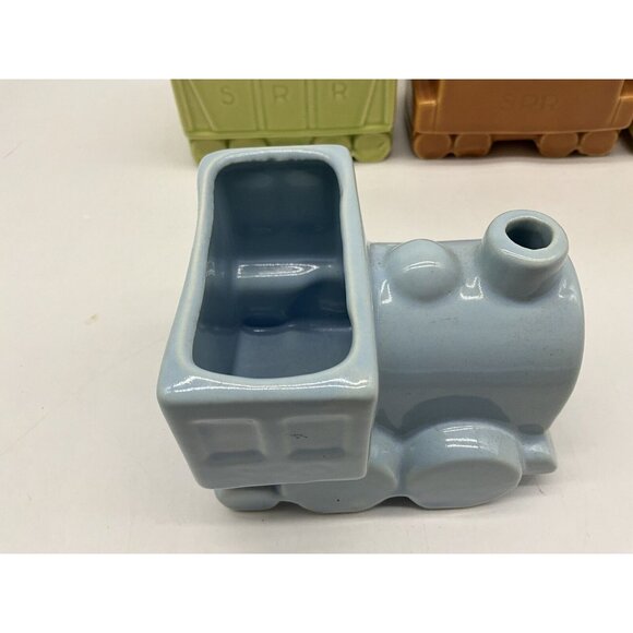 Shawnee Vintage 4 Piece Pottery S.R.R. Train Engine and Cars Planter Set MCM - Picture 7 of 16